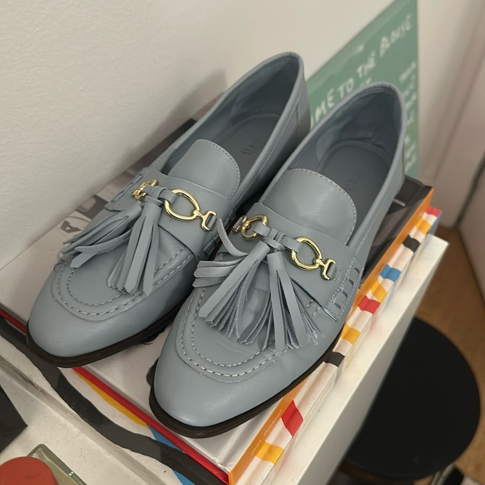 Zara loafers in blue leather